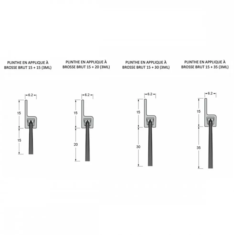 Plinthe à brosse de bas de porte - pose en applique - 3 mètres Atrius