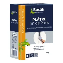 Plâtre fin de Paris - scellement, rebouchage et moulage BOSTIK