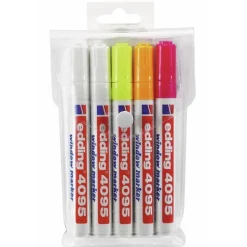 Pochette de 5 marqueurs craie liquide pointe ogive E 4095 EDDING