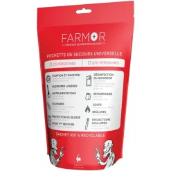Pochette de secours universelle 1/5 personnes - kit + livret de soins FARMOR