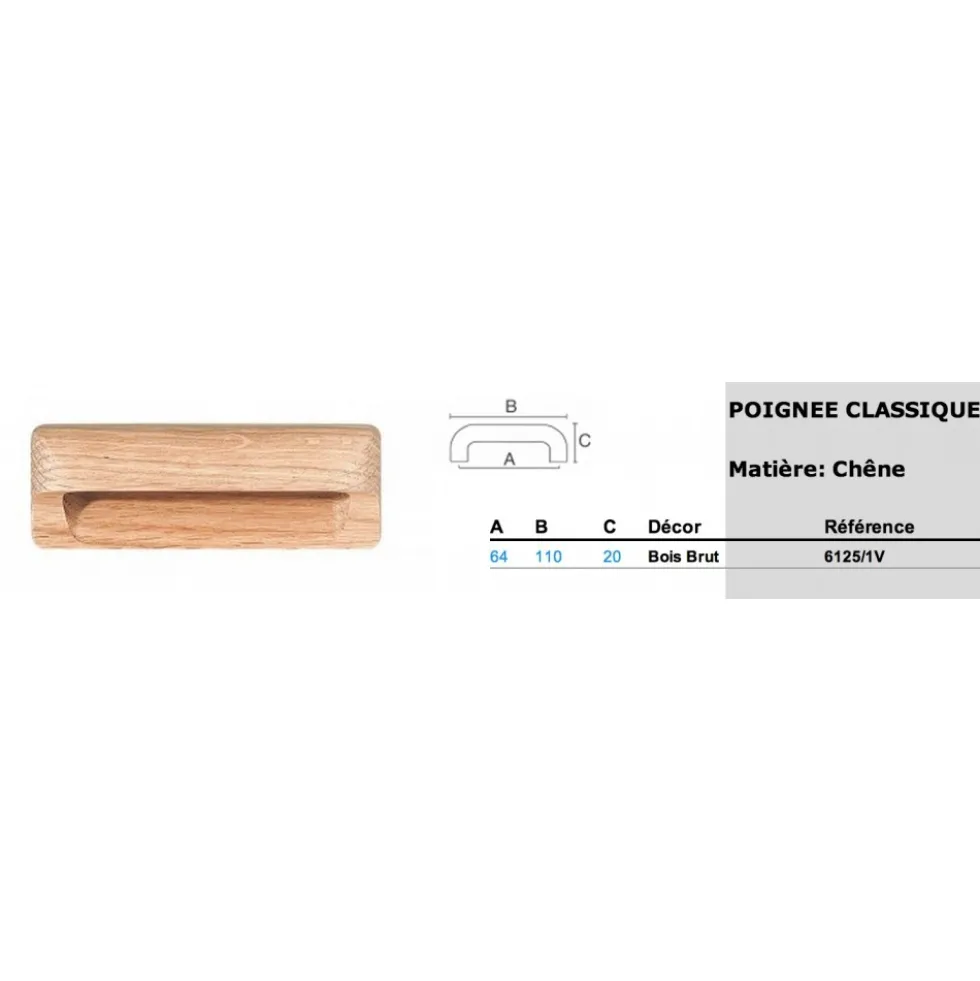 Poignée cuvette classique en bois CADAP
