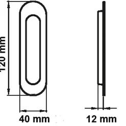 Poignée cuvette ovale sans percement pour porte à galandage - série EZ1702 - inox KARCHER DESIGN