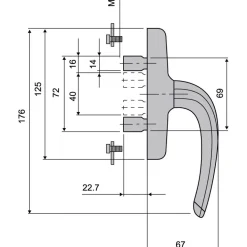 Poignée de fenêtre - menuiserie alu - 2 doigts - Néfer Midi FAPIM