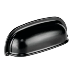 Poignée de meuble coquille en ABS - entraxe 64 mm - noir mat Interges