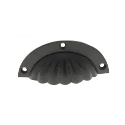 Poignée de meuble coquille striée P0531 - entraxe 76 mm - noir mat CADAP