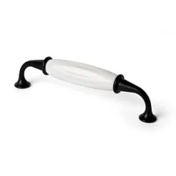 Poignée de meuble en acier et porcelaine noir mat et blanc CS 220661 Interges