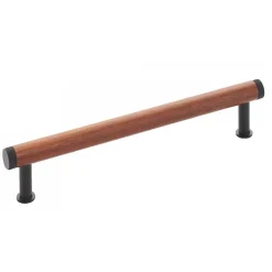 Poignée de meuble en laiton et bois - Qupon - longueur 186 mm METAKOR