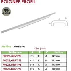 Poignée de meuble profil aluminium CADAP