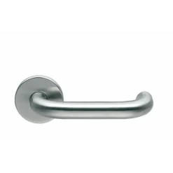 Poignée de porte contre-coudée sur rosace ronde - inox 304 - U 19 NORMBAU