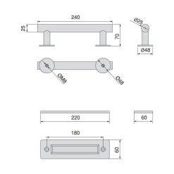 Poignée de porte coulissante bois Pasadena entraxe 180 mm - acier noir EMUCA
