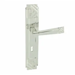 Poignée de porte - laiton massif - finition chromée - Art déco DCG