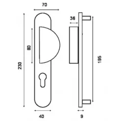 Poignée de porte palière sur grandes plaques - aluminium anodisé - Iris EUROWALE