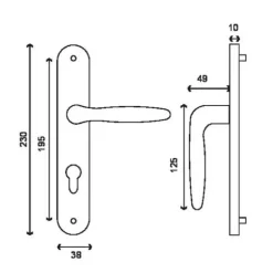 Poignée de porte palière sur grandes plaques - aluminium anodisé - Iris EUROWALE