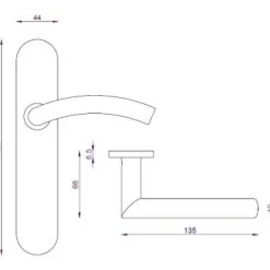 Poignée de porte sur plaque - clé I - en inox - usage intensif - J-RoX JPM
