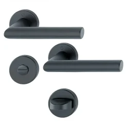 Poignée de porte sur rosace en aluminium anodisé Noir - Amsterdam HOPPE