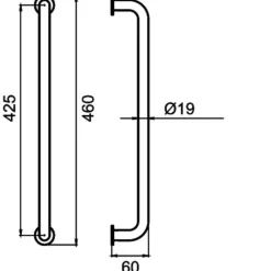 Poignée de tirage droite Crète ES27 pour porte battante - inox satiné KARCHER DESIGN