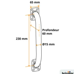 Poignée de tirage droite noire - pour portail coulissant en acier TORBEL
