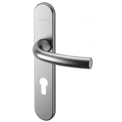 Poignées de porte doubles sur plaques - aluminium - Arcade - argent NORMBAU
