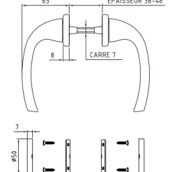 Poignées de porte doubles sur rosaces - Arcade - aluminium NORMBAU
