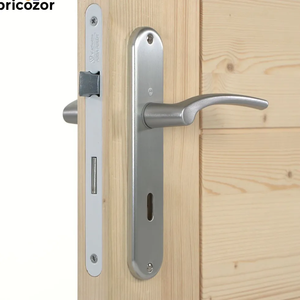 Poignées de porte sur grande plaque - aluminium anodisé - Ibiza HOPPE