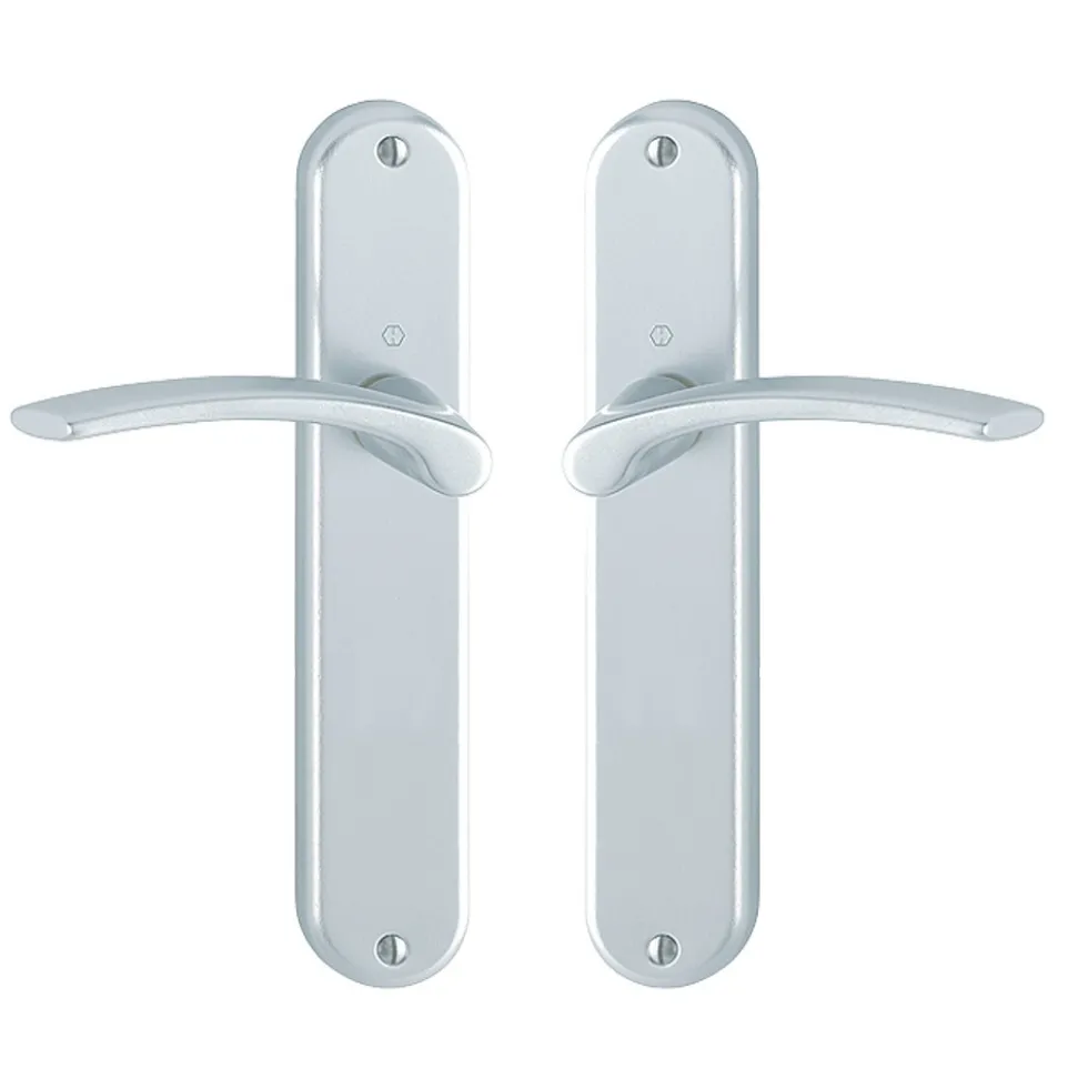Poignées de porte sur grande plaque - aluminium anodisé - Ibiza HOPPE