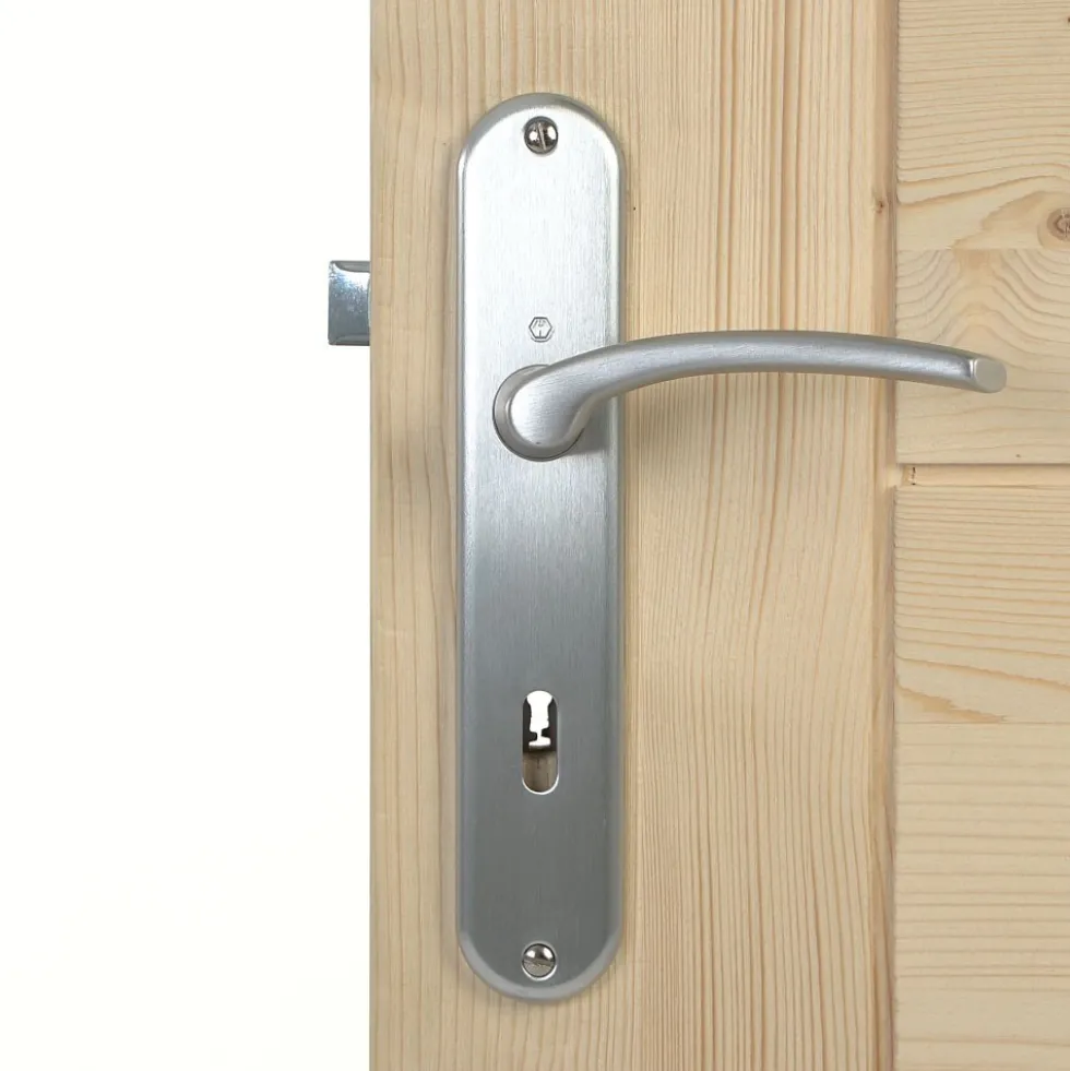 Poignées de porte sur grande plaque - aluminium anodisé - Ibiza HOPPE