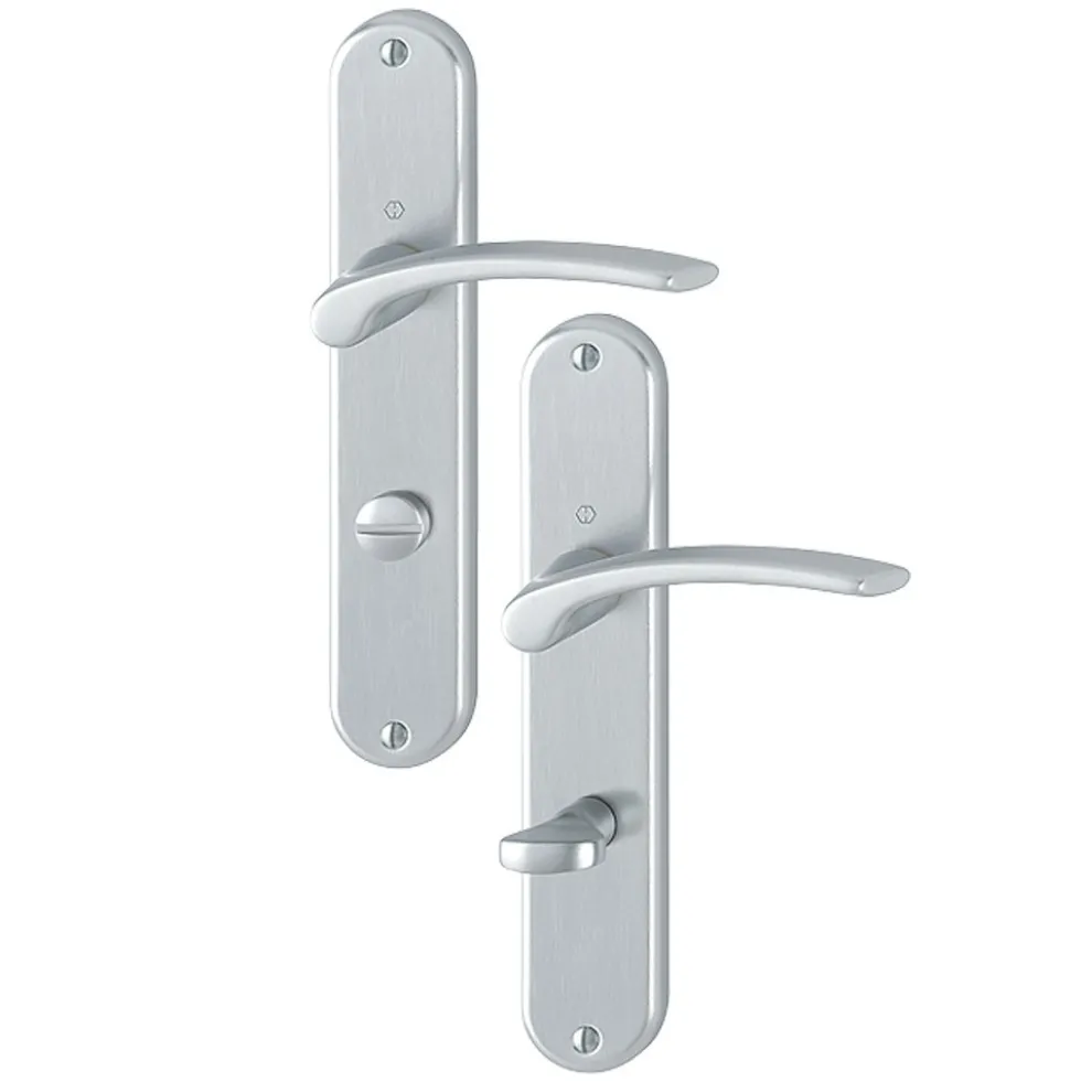 Poignées de porte sur grande plaque - aluminium anodisé - Ibiza HOPPE
