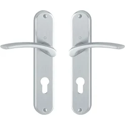 Poignées de porte sur grande plaque - aluminium anodisé - Ibiza HOPPE