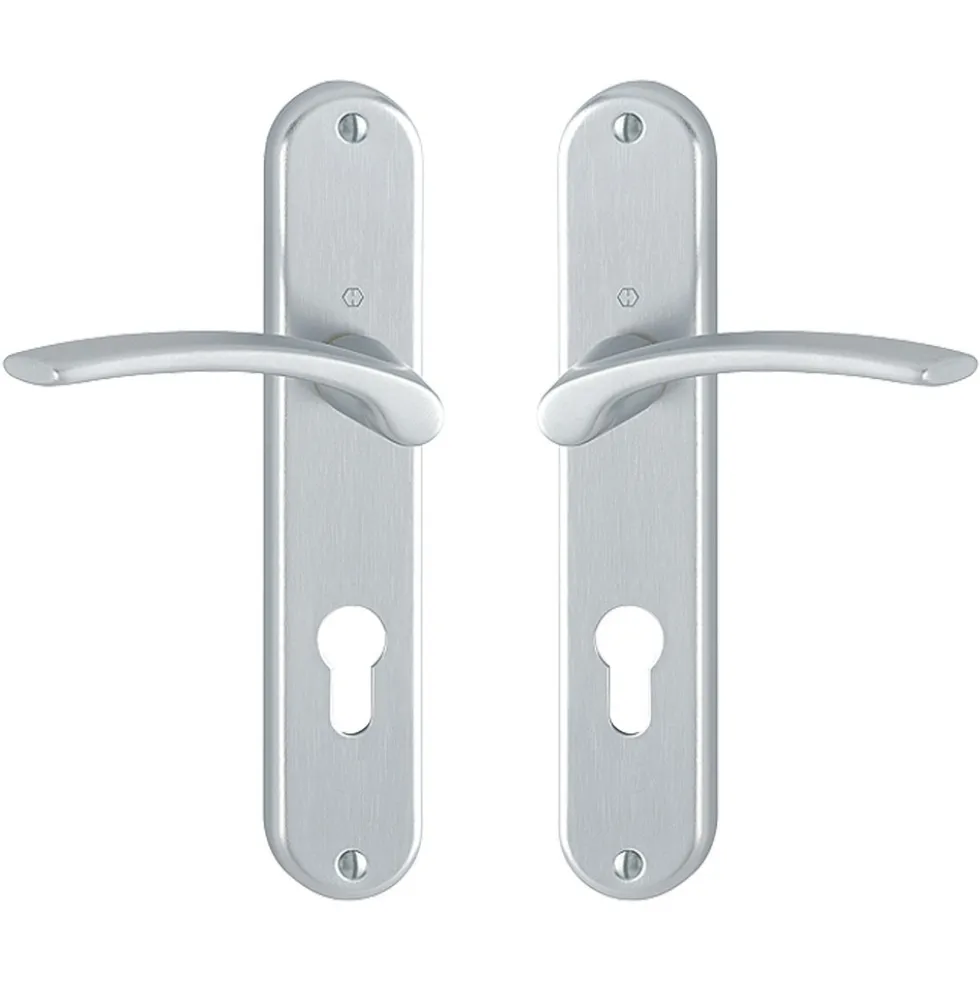 Poignées de porte sur grande plaque - aluminium anodisé - Ibiza HOPPE