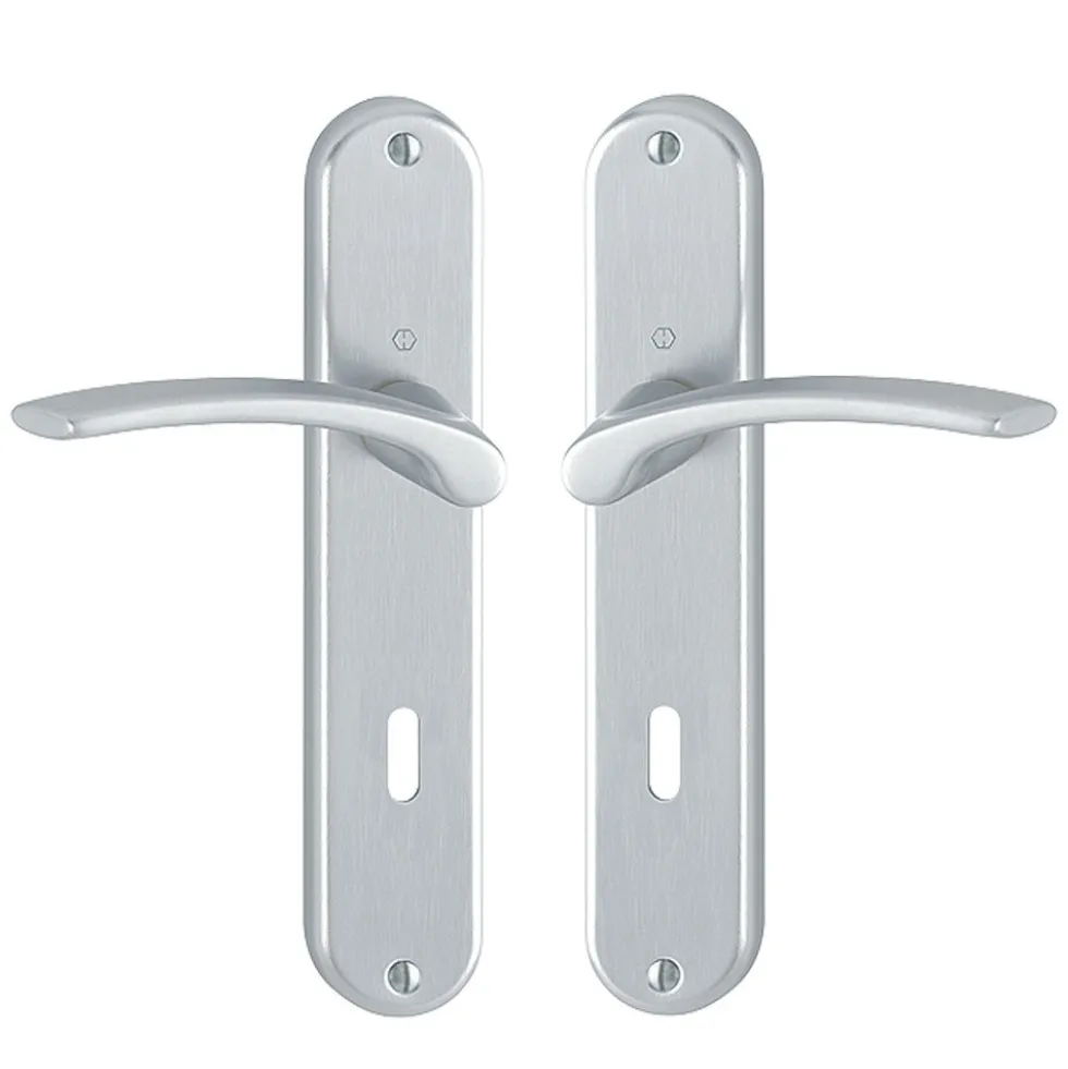Poignées de porte sur grande plaque - aluminium anodisé - Ibiza HOPPE