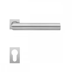 Poignées de porte sur mini-rosace carrée série ER 28QM Rhodos - satiné KARCHER DESIGN