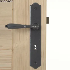 Poignées de porte sur plaque - fer patiné - Nevers BOUVET