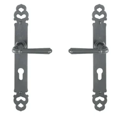 Poignées de porte sur plaques - aluminium gris métal - Elba HOPPE