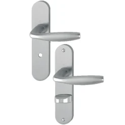 Poignées de porte sur plaques - EA 165 mm - aspect inox - New York HOPPE