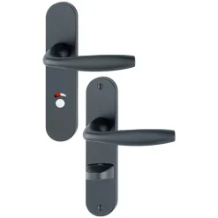 Poignées de porte sur plaques - entraxe 165 mm - alu - noir mat - New York HOPPE