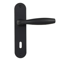Poignées de porte sur plaques - entraxe 165 mm - alu - noir mat - New York HOPPE