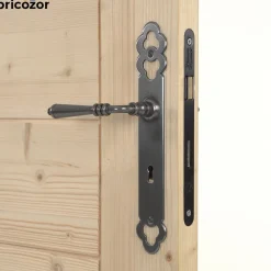 Poignées de porte sur plaques - fer patiné cémenté - Languedoc BOUVET