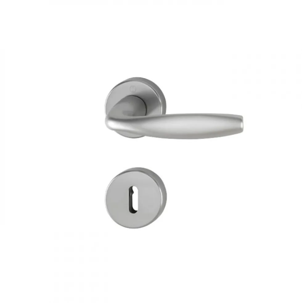 Poignées de porte sur rosaces - aspect inox - New York HOPPE