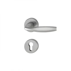 Poignées de porte sur rosaces - aspect inox - New York HOPPE