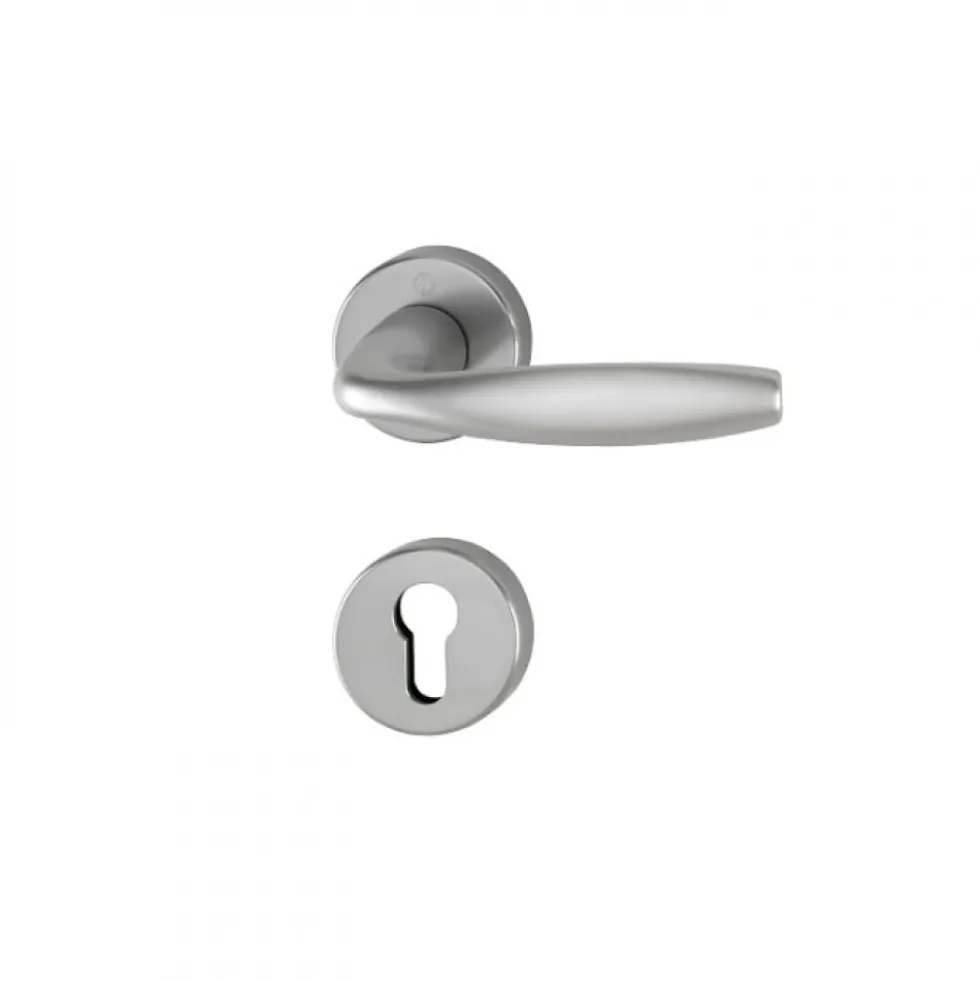 Poignées de porte sur rosaces - aspect inox - New York HOPPE