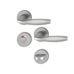Poignées de porte sur rosaces - aspect inox - New York HOPPE