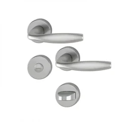 Poignées de porte sur rosaces - aspect inox - New York HOPPE
