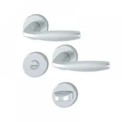 Poignées de porte sur rosaces - aspect argent - New York HOPPE