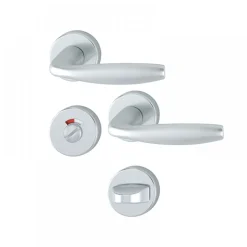 Poignées de porte sur rosaces - aspect argent - New York HOPPE