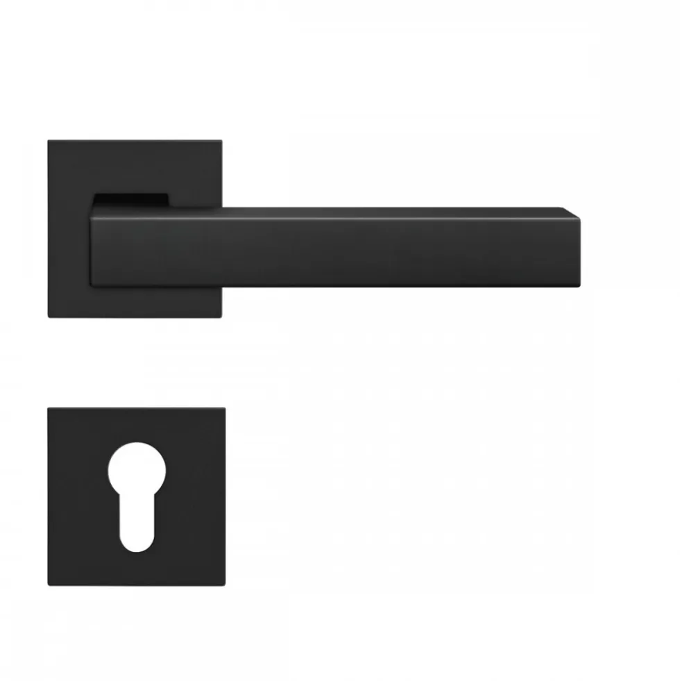 Poignées de porte sur rosaces carrées EPL 46Q Seattle - noir mat KARCHER DESIGN