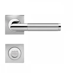 Poignées de porte sur rosaces carrées ER 34Q Rio Steel -poli satiné KARCHER DESIGN