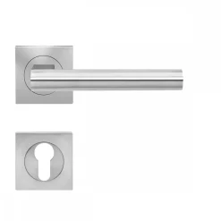 Poignées de porte sur rosaces carrées - série ER 45 Q - Madeira - satiné KARCHER DESIGN