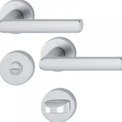 Poignées de porte sur rosaces Hambourg - finition argent HOPPE