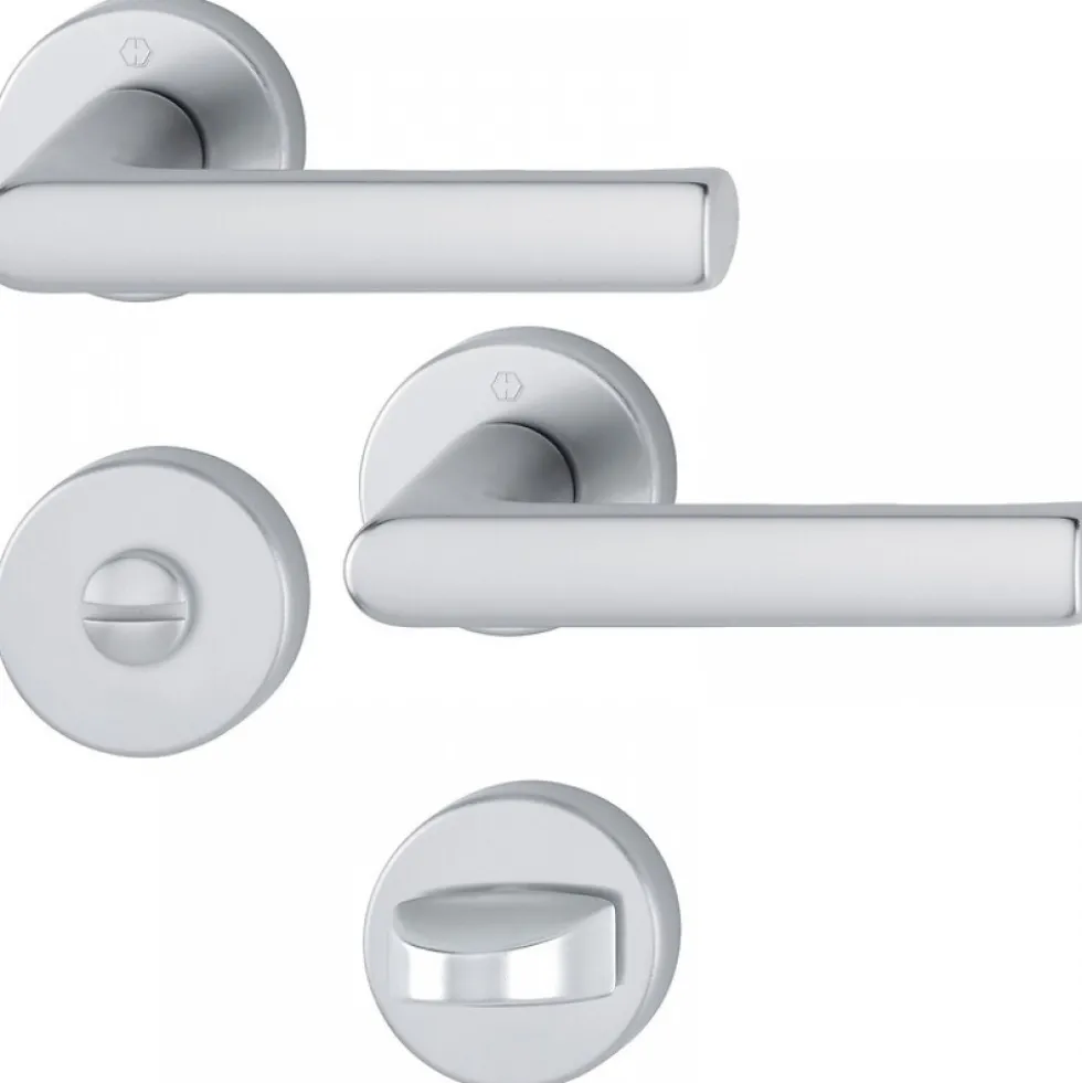 Poignées de porte sur rosaces Hambourg - finition argent HOPPE