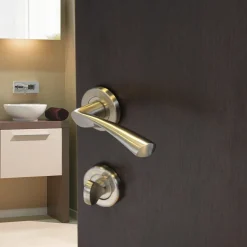 Poignées de porte sur rosaces ligne Balard - finition nickelé mat CADAP